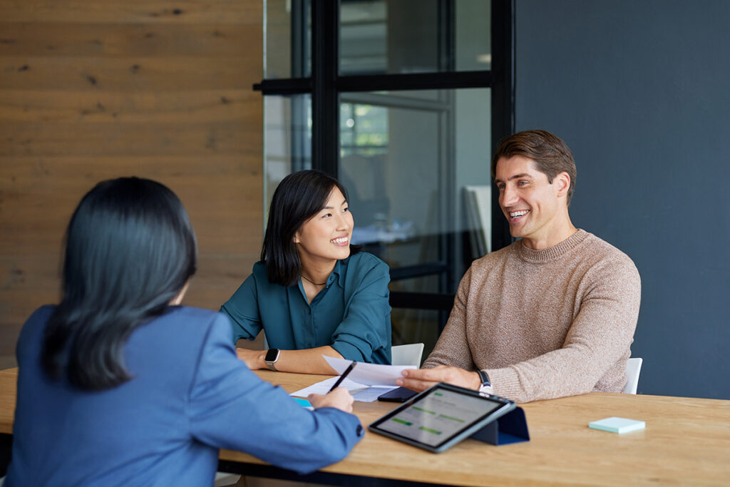 Mixed race couple with an advisor